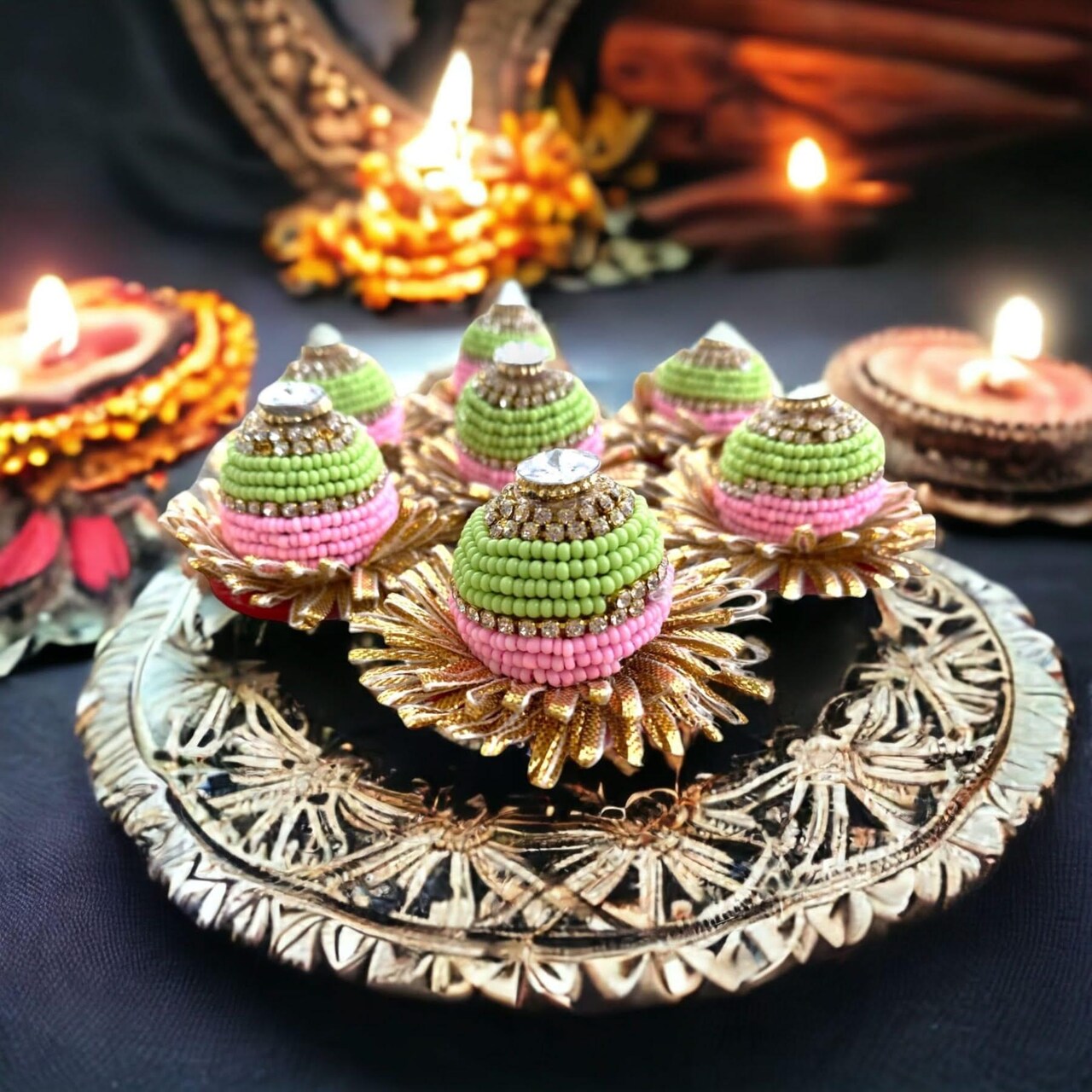 10 Pc Decorative Designer Supari Betelnut for Pooja – Spiritual Shagun Item, Unique Indian Pooja Supari, Temple Decor, Wedding Favor, Housewarming Gift